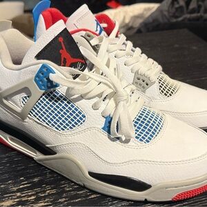 Jordan Sneakers in White with Red and Blue Highlights JORDAN RETRO 4 WHAT THE